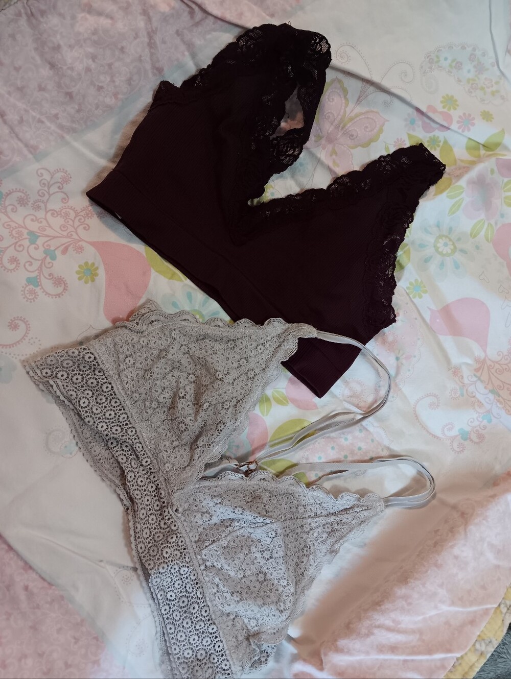 bundle 2 bralettes unpadded pink aerie medium